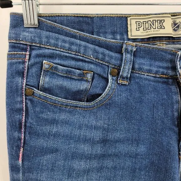 Vtg Victorias Secret Pink Womens Bootcut Jeans Sz 6L Med Wash‎ Stretch Long - Picture 5 of 12